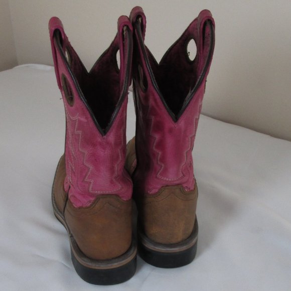 SHYANNE Girls Cow Girls Boots Square Toe PINK BROWN Size 1D Pre-owned Go… - Picture 6 of 11